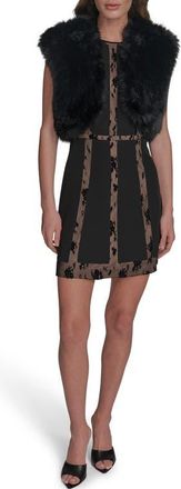 BCBGeneration Faux Fur Sleeveless Shrug in Black at Nordstrom, Size X-Large