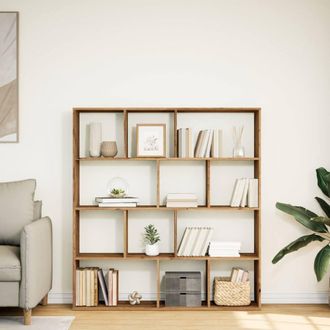 Berkfield Home Classic Book Cabinet Artisian Oak 132x29x141.5 cm Engineered Wood in Brown
