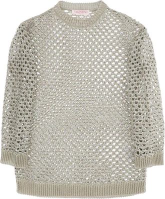 Valentino Garavani Maglia - Dames - Ronde hals truien - Groen - XS - Polyester - Truien & Vesten