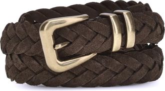 Brunello Cucinelli Mens Woven Leather Belt Grey Calf