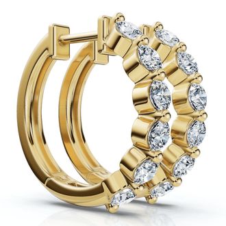 Pompeii3 1Ct 6-Stone Diamond Hoops 10k Gold Lab Grown