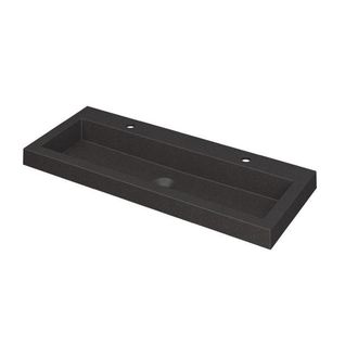 Bernacchini Dock wastafel - 100x40x6cm - 1 wasbak - 2 kraangaten - Quartz zwart