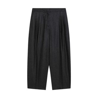 Alaia Broeken, Dames, Grijs, S, Wol, Flannel Tailored Pants