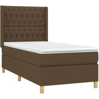 vidaXL Cama Box Spring Con Colch&oacute;n Tela Marr&oacute;n Oscuro 90x190 Cm