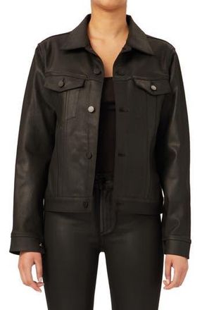 DL1961 Vika Coated Denim Jacket in Black Coated Ultimate Coated at Nordstrom Rack, Size Small