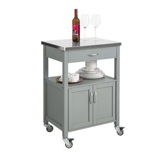 SoBuy Carrito De Cocina Con Ruedas Camarera Con Tablero De Acero Inoxidable 60 X 92 X 44 Cm Gris Fkw22-hg Sobuy Es