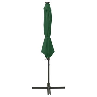 Berkfield Home Cantilever Umbrella with Pole & LED Lights Green 300 cm