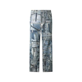 Roberto Cavalli Straight Jeans, male, Blue, Size: W33 Jeans Over Patchwork Capsule Collection