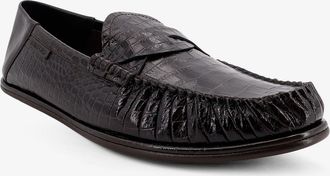 Tom Ford Mens Loafers Crocodile-Print Leather Brown