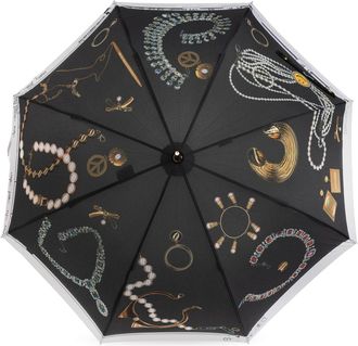 Moschino Parasol With Print, Unisex, Black