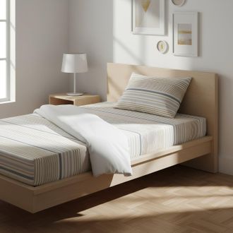 KASANOVA Completo letto 1 piazza e mezza righe beige grigie