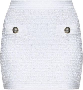 Balmain White Tweed mini skirt