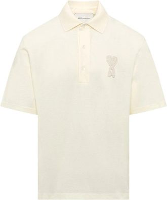 Ami Boxy Fit Polo With Ami de Coeur Knitted Patch