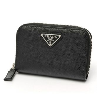 Prada Black Leather Coin Purse/Coin Case (Pre-Owned)