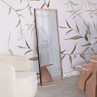 Dmora Espejo Sibiu, Forma Rectangular, Tipo De Pared, Estructura Transparente, 55x150h Cm Oro