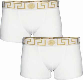 Versace Mens VERSACE 2-Pack Greca Border Boxer Trunks, White - White/White - Size: 32/30/31
