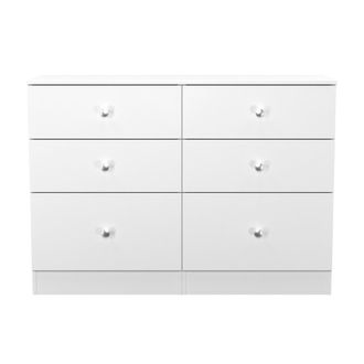 Lewis's Yarmouth 6 Drawer Midi Chest in White & White Matt - Ready Assembled - Lewiss Home | TJ Hughes