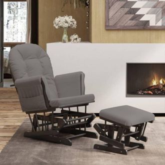 vidaXL Vidaxl - Poltrona Glider con Sgabello Grigio Scuro in Tessuto