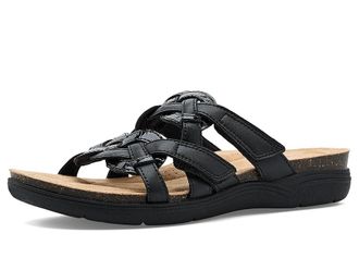 Clarks April Rae Womens Sandals Black Combi Coated Leather : 6.5 B - Medium
