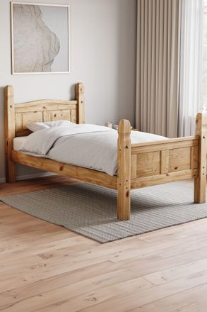 Home Discount Vida Designs Corona Single Bed High Foot End Bedroom Furniture in Brown