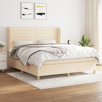vidaXL Cama Box Spring Con Colch&oacute;n Tela Color Crema 160x200 Cm Vidaxl
