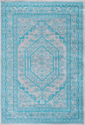Safavieh Alfombra medall&oacute;n de polipropileno gris/azul, 122 x 183 cm