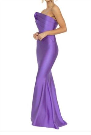 Nicole Bakti Strapless Mermaid Dress In Purple
