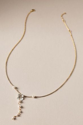 Nadri Ajoa Daisy Freshwater Pearl Y-Drop Pendant Necklace