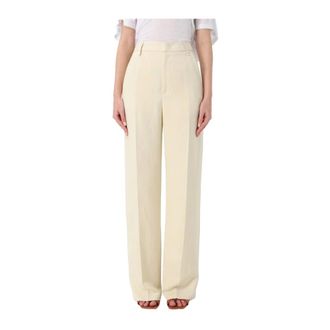 Dondup Broeken, Dames, Beige, W27, Linnen, Linnen Palazzo Broek