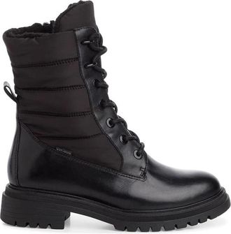 Tamaris Lace Enkellaarsjes - Dames - Veterlaarzen - Zwart - 38 EU - Leer - Schoenen
