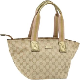 Gucci Pre-owned Handbags, female, Beige, Size: ONE SIZE Pre-owned Vintage GG Canvas Hand Bag