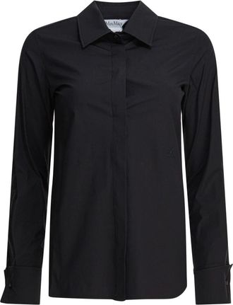 Max Mara Overhemden, Dames, Zwart, S, Katoen, Zwarte Katoenen Overhemd Klassieke Stijl