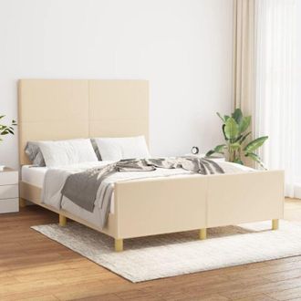 vidaXL Cama Sin Colch&oacute;n Tela Color Crema 140x190 Cm Vidaxl