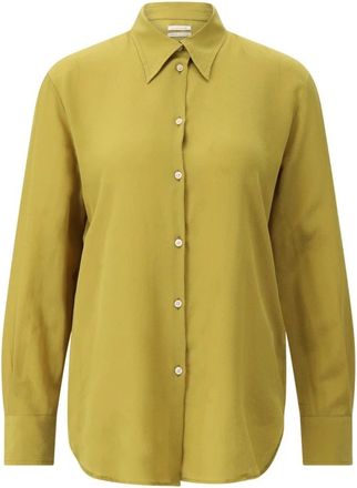 Massimo Alba Zijden Selma Blouse - Dames - Overhemden - Groen - XS - Overhemden