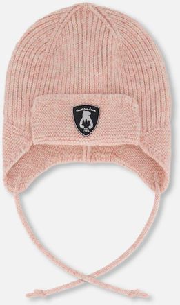 Deux par Deux Lined Knit Hat with Ears and Strings in Dusty Pink at Nordstrom, Size 3-6 M