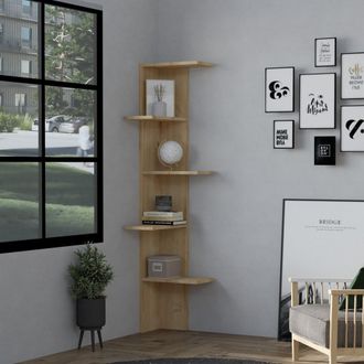 Dmora Biblioteca Mortaran, 4 Estantes, Instalaci&oacute;n Libre, Para Dividir Espacios, 40x21x160h Cm Roble Marr&oacute;n