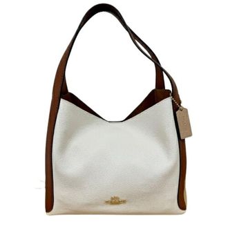 Coach Beige Brown White Leather Tote Bag (Pre-Owned)