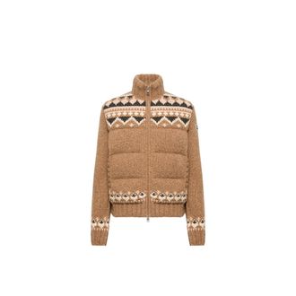 Moncler Moncler Geometric Boucl&eacute; Down Cardigan, Men, Brown, Size: 3xl