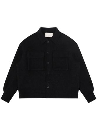 Entire studios Black Oversized Wool-Blend Flap-Pocket Shirt