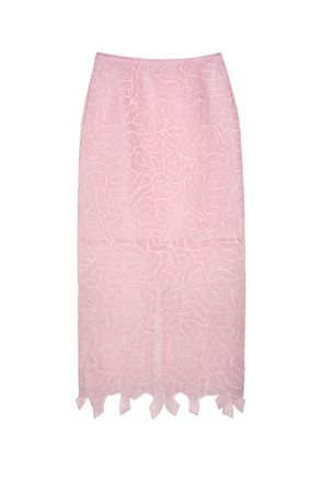 Cecilie Bahnsen Pencil Skirt In Liquid Myrtia Organza With Bow Embroidery