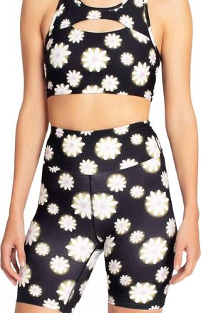 Nicole Miller Cut Out Racerback Sports Bra In Hazy Daisy