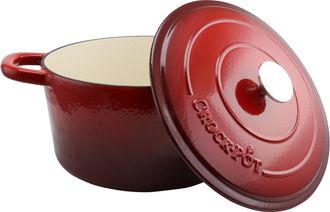 Crock-pot Artisan 7 Quart Round Cast Iron Dutch Oven in Scarlet Red