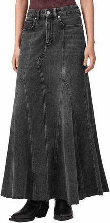 AllSaints Alma Flare Denim Maxi Skirt in Washed Black at Nordstrom, Size 8 Us