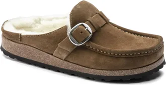 Birkenstock Womens Buckley Shearling Suede Leather Clog - Narrow Width In Tea