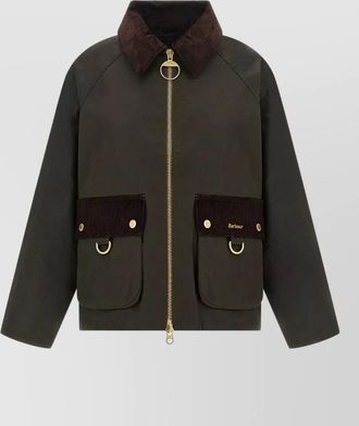 Barbour waxed cotton hooded single breasted coat