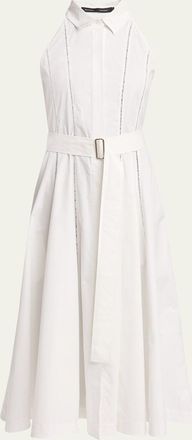 Proenza Schouler Dorothy Belted Ladder Stitch Poplin Midi Dress