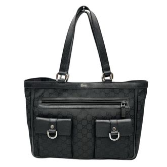 Gucci Black Nylon Handbag Tote Bag (Pre-Owned)