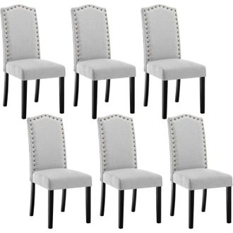 Woltu Sillas De Comedor Set De 6 Sillas Cocina Asiento Acolchado Tapizado En Lino Estructura De Madera Sill&oacute;n Gris Claro B - Woltu