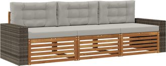 vidaXL Conjunto De Sof&aacute;s De Exterior 3 Uds. Natural Y Gris Claro Vidaxl