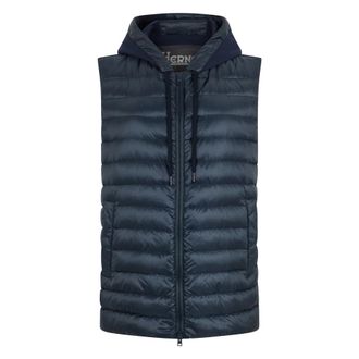 Herno Vests, male, Blue, Size: L Padded Vest with Hood